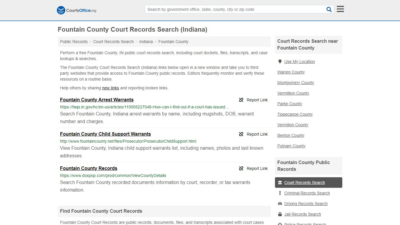 Fountain County Court Records Search (Indiana) - County Office
