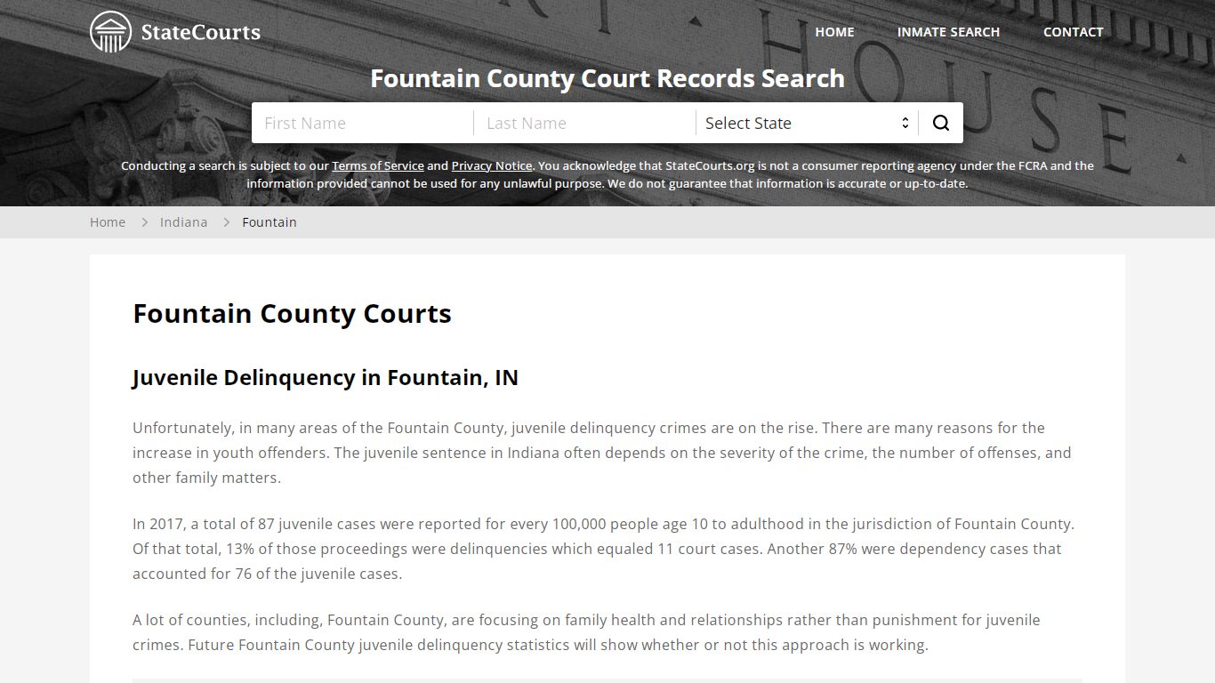Fountain County, IN Courts - Records & Cases - StateCourts