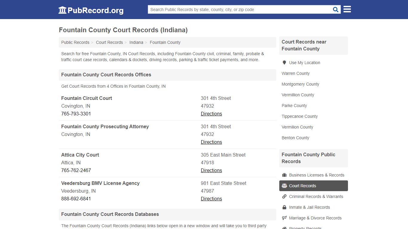 Free Fountain County Court Records (Indiana Court Records)